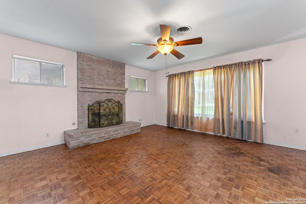Empty room, Fireplace, Interior, Wood Texture Flooring