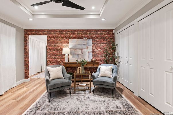Interior, Recessed Lighting, Stone Walls, Wood Texture Flooring