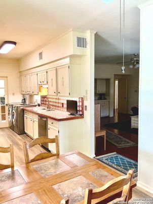 Interior, Kitchen, Pendant Lights, Wood Texture Flooring