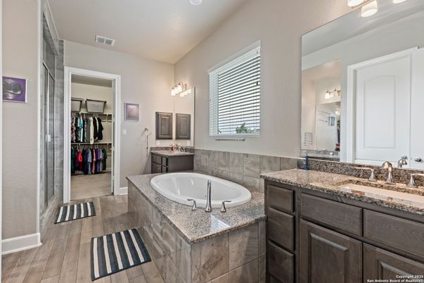 Bathroom, Dual Sink Vanities, Interior, Wood Texture Flooring