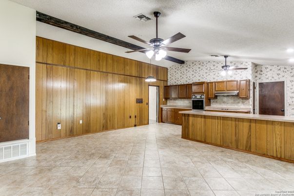 Interior, Kitchen, Recessed Lighting, Wooden Walls