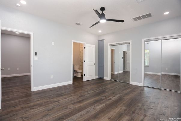 Bathroom, Empty room, Interior, Recessed Lighting, Wood Texture Flooring