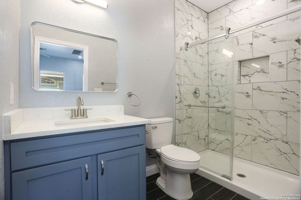 Bathroom, Glass Shower, Interior, Marble Walls