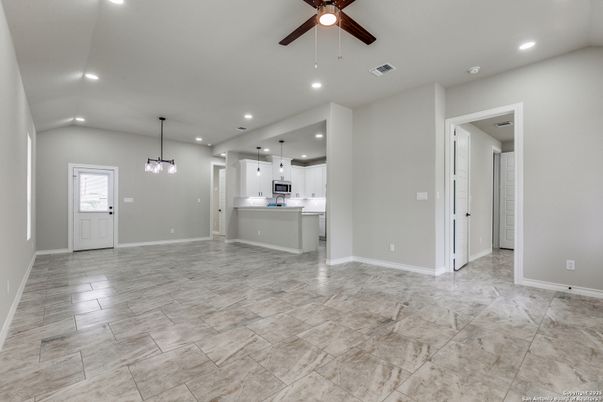 Empty room, Interior, Kitchen, Pendant Lights, Recessed Lighting