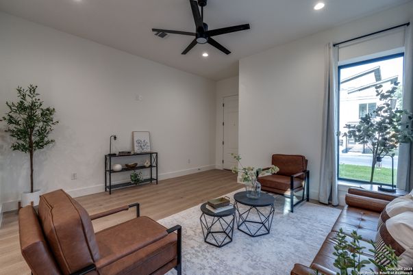 Interior, Living room, Recessed Lighting, Wood Texture Flooring