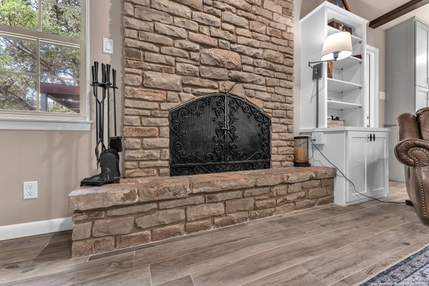 Fireplace, Interior, Stone Walls, Wood Texture Flooring