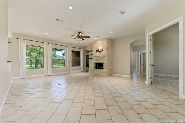 Empty room, Fireplace, Interior, Recessed Lighting
