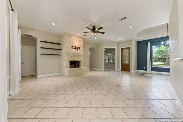Empty room, Fireplace, Interior, Recessed Lighting