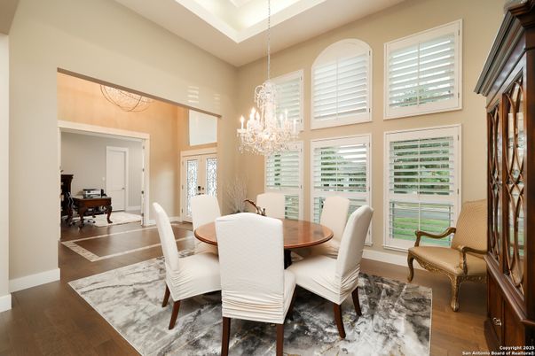 Chandelier, Dining room, Interior, Wood Texture Flooring