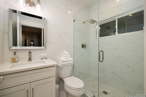 Bathroom, Glass Shower, Interior, Marble Walls