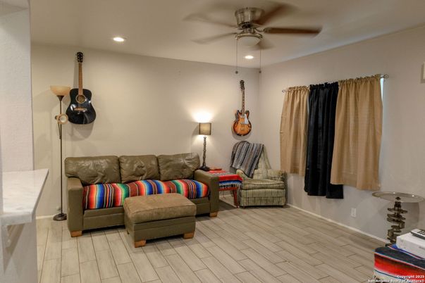 Interior, Living room, Recessed Lighting, Wood Texture Flooring