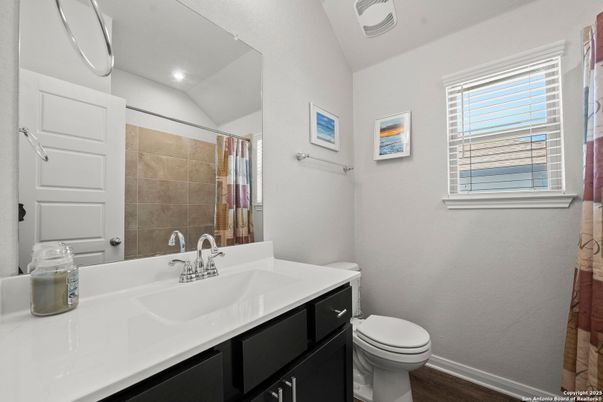 Bathroom, Interior, Recessed Lighting, Wood Texture Flooring
