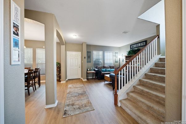 Dining room, Interior, Living room, Recessed Lighting, Wood Texture Flooring