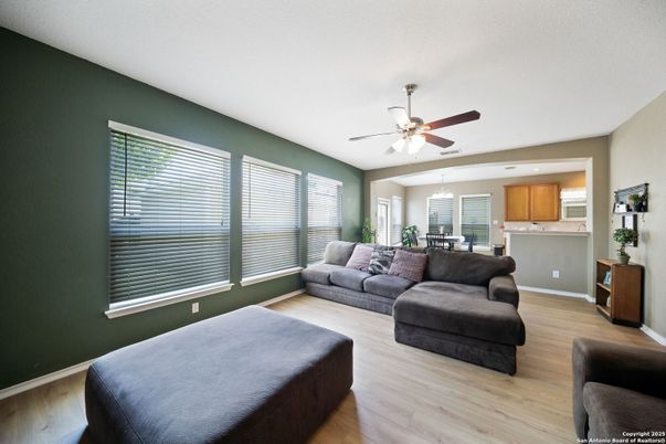 Dining room, Interior, Kitchen, Living room, Recessed Lighting, Wood Texture Flooring