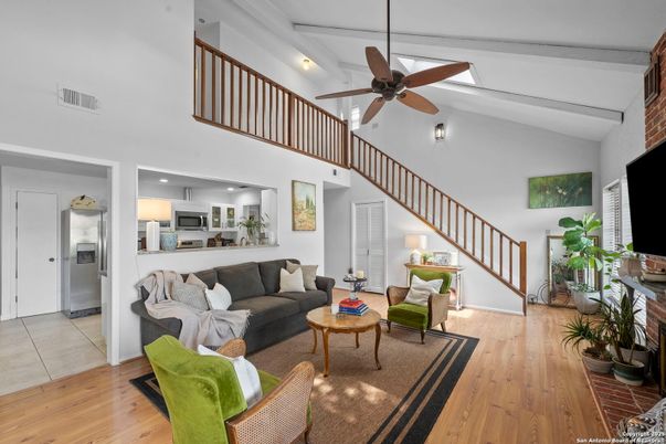 Interior, Kitchen, Living room, Recessed Lighting, Stainless Steel Appliances, Wood Texture Flooring
