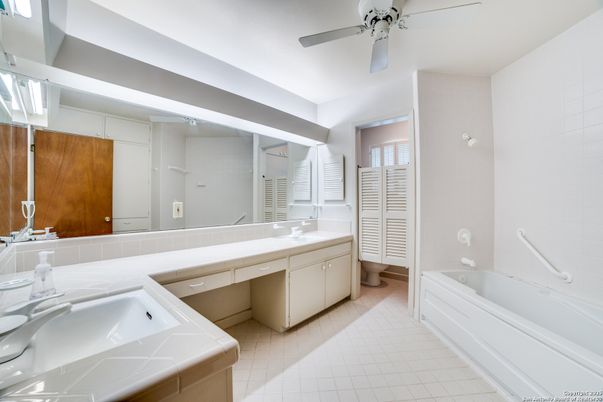 Bathroom, Dual Sink Vanities, Interior, Tile Countertops