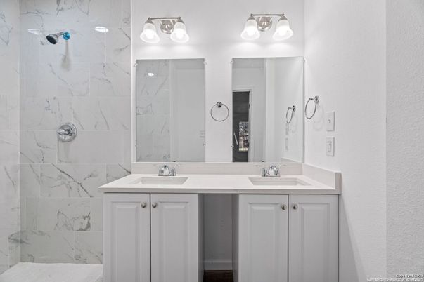 Bathroom, Dual Sink Vanities, Interior, Marble Walls