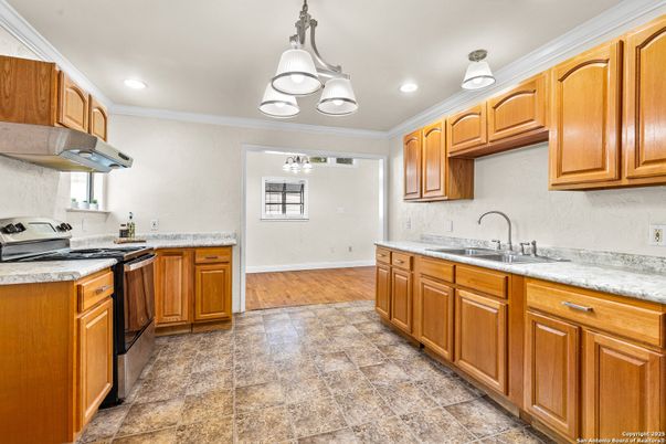 Interior, Kitchen, Recessed Lighting, Wood Texture Flooring