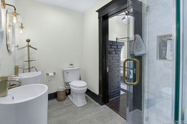 Bathroom, Dual Sink Vanities, Free Standing Baths, Glass Shower, Interior, Marble Walls
