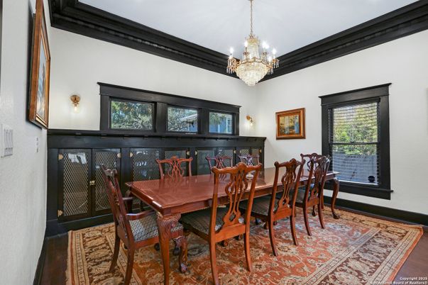 Chandelier, Dining room, Interior, Wood Texture Flooring