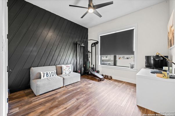 Fitness Equipment, Home Office, Interior, Wood Texture Flooring