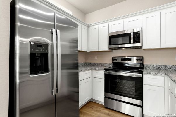 Interior, Kitchen, Stainless Steel Appliances, Wood Texture Flooring