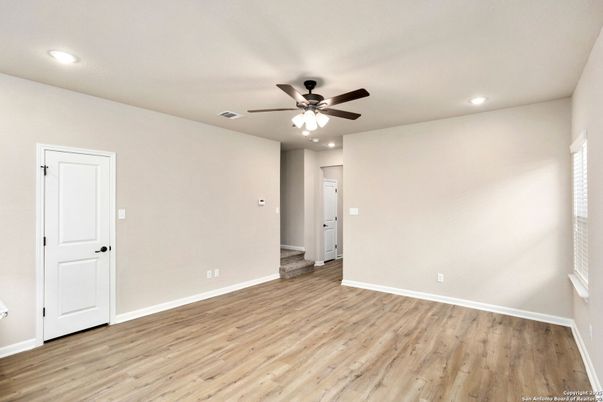 Empty room, Interior, Recessed Lighting, Wood Texture Flooring