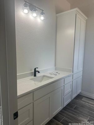 Bathroom, Dual Sink Vanities, Interior, Wood Texture Flooring