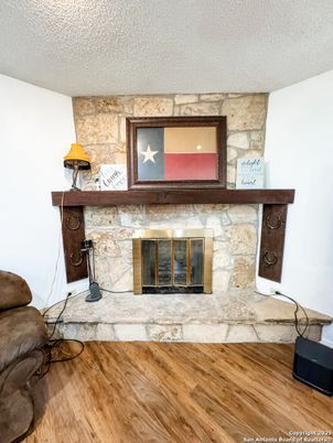 Fireplace, Interior, Stone Walls, Wood Texture Flooring