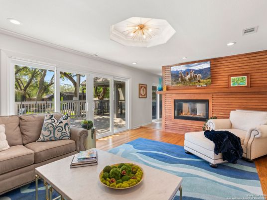 Fireplace, Interior, Living room, Recessed Lighting, Wood Texture Flooring, Wooden Walls