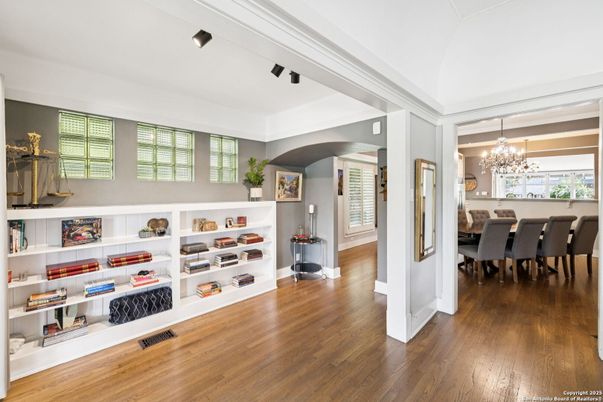 Chandelier, Dining room, Interior, Wood Texture Flooring