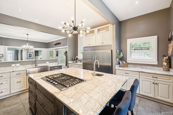 Chandelier, Interior, Kitchen, Pendant Lights, Recessed Lighting, Stainless Steel Appliances