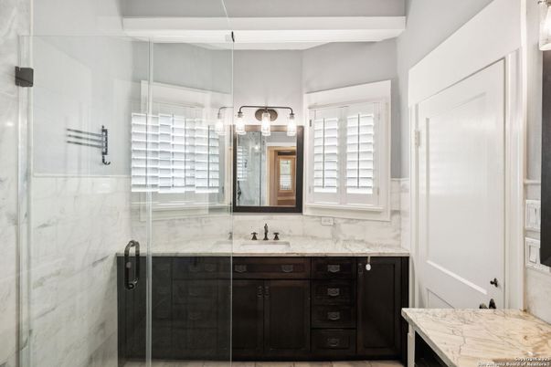 Bathroom, Glass Shower, Interior, Marble Walls