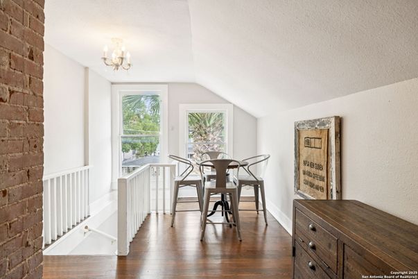 Chandelier, Dining room, Interior, Stone Walls, Wood Texture Flooring