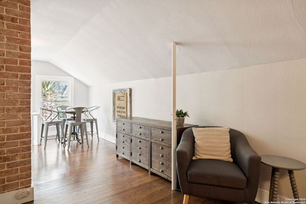 Dining room, Interior, Stone Walls, Wood Texture Flooring