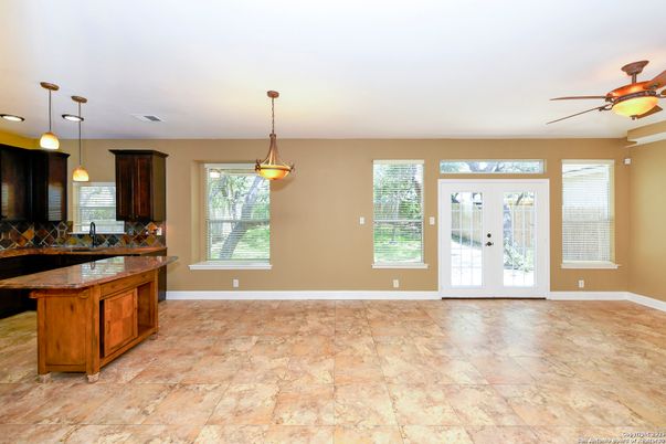 Empty room, Interior, Kitchen, Pendant Lights