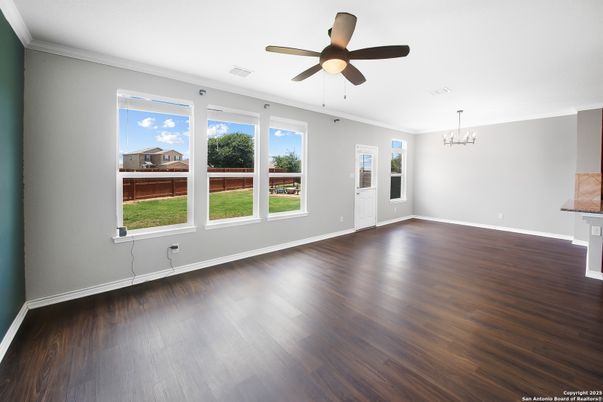 Chandelier, Empty room, Interior, Wood Texture Flooring