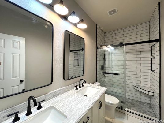 Bathroom, Dual Sink Vanities, Glass Shower, Interior