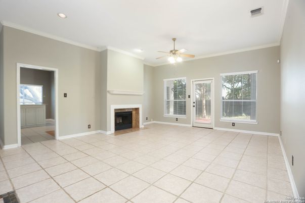 Empty room, Fireplace, Interior, Recessed Lighting