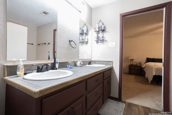 Bathroom, Bedroom, Dual Sink Vanities, Interior, Wood Texture Flooring