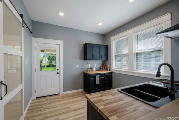 Interior, Kitchen, Recessed Lighting, Wood Texture Flooring