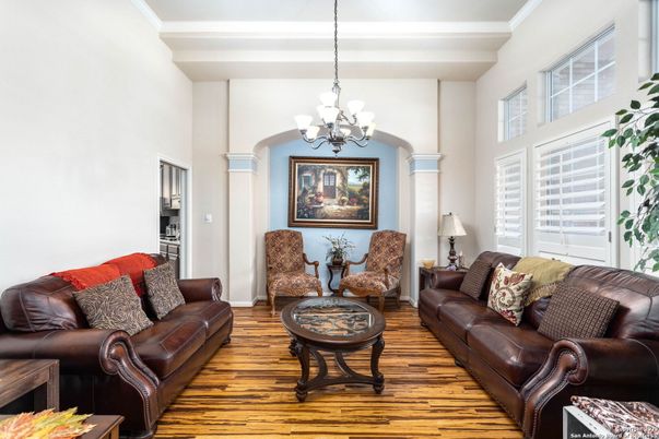 Chandelier, Interior, Living room, Wood Texture Flooring
