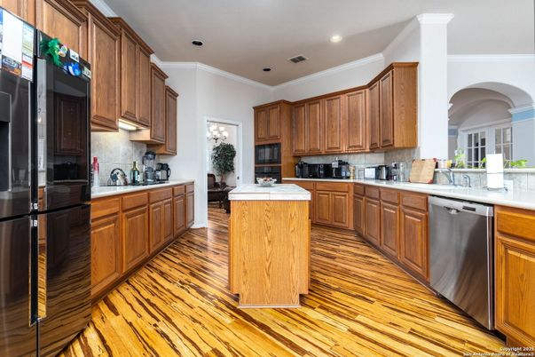 Interior, Kitchen, Recessed Lighting, Wood Texture Flooring