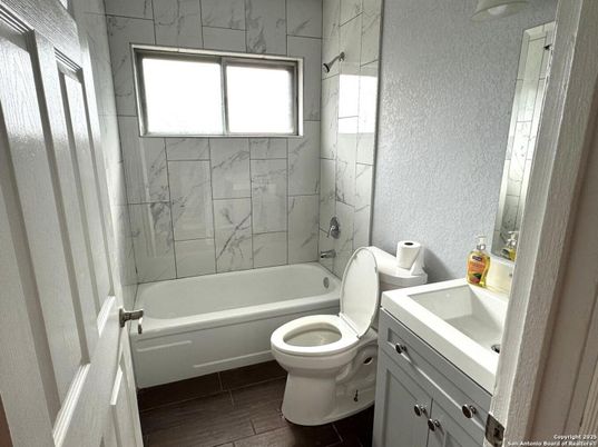 Bathroom, Interior, Marble Walls, Wood Texture Flooring