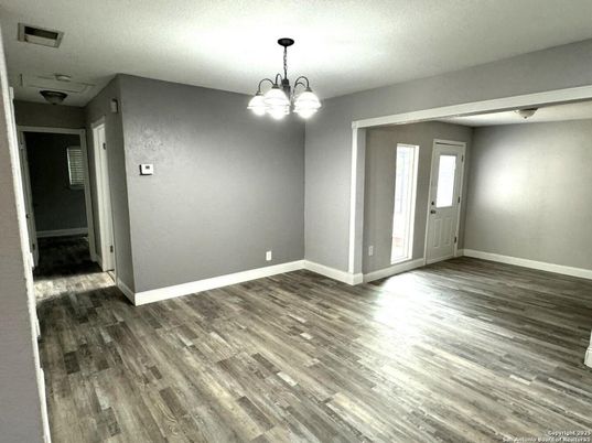Empty room, Interior, Pendant Lights, Wood Texture Flooring