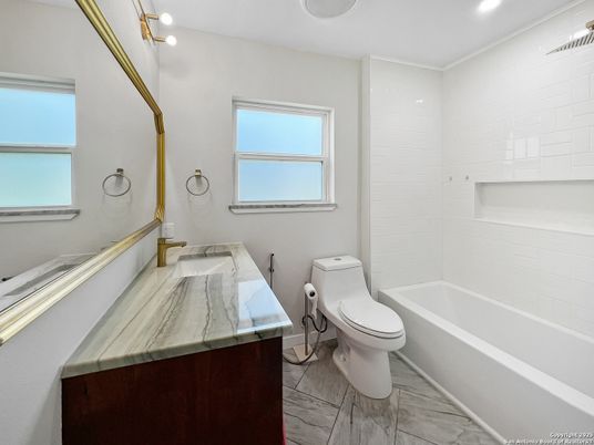 Bathroom, Interior, Marble, Recessed Lighting