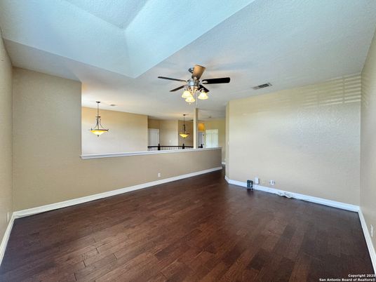 Empty room, Interior, Pendant Lights, Wood Texture Flooring