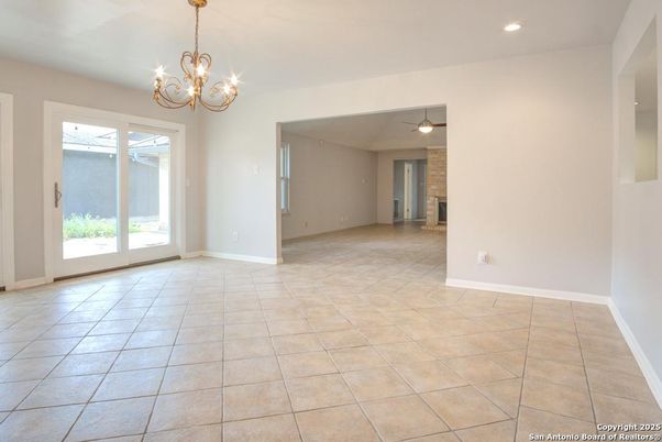 Chandelier, Empty room, Fireplace, Interior, Recessed Lighting