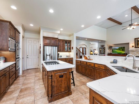 Interior, Kitchen, Recessed Lighting, Stainless Steel Appliances, Wooden Beams