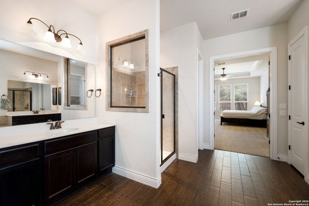 Bathroom, Bedroom, Dual Sink Vanities, Interior, Wood Texture Flooring